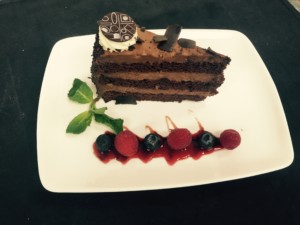 Triple Layer Chocolate Mousse Cake with Berries